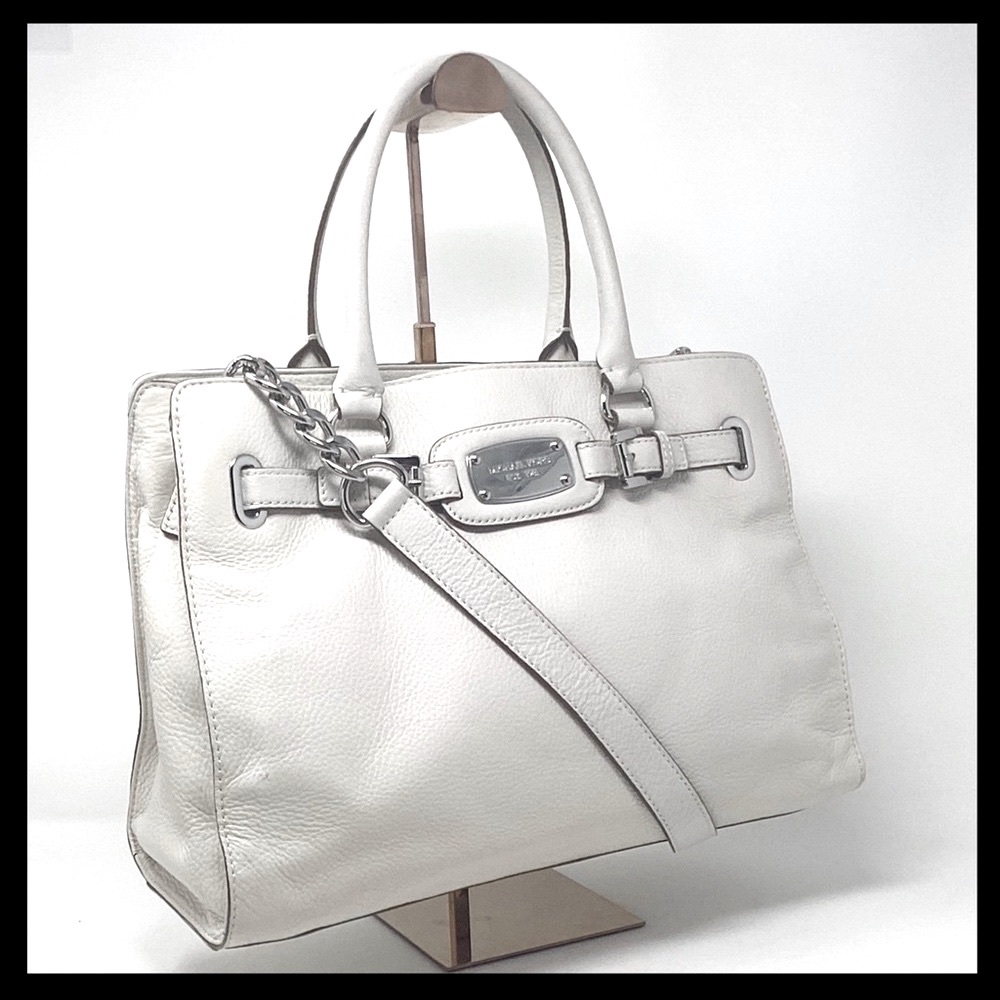 MICHAEL KORS Hamilton Large EW Tote Soft Pebbled Leather Color: Vanilla - Picture 2 of 16